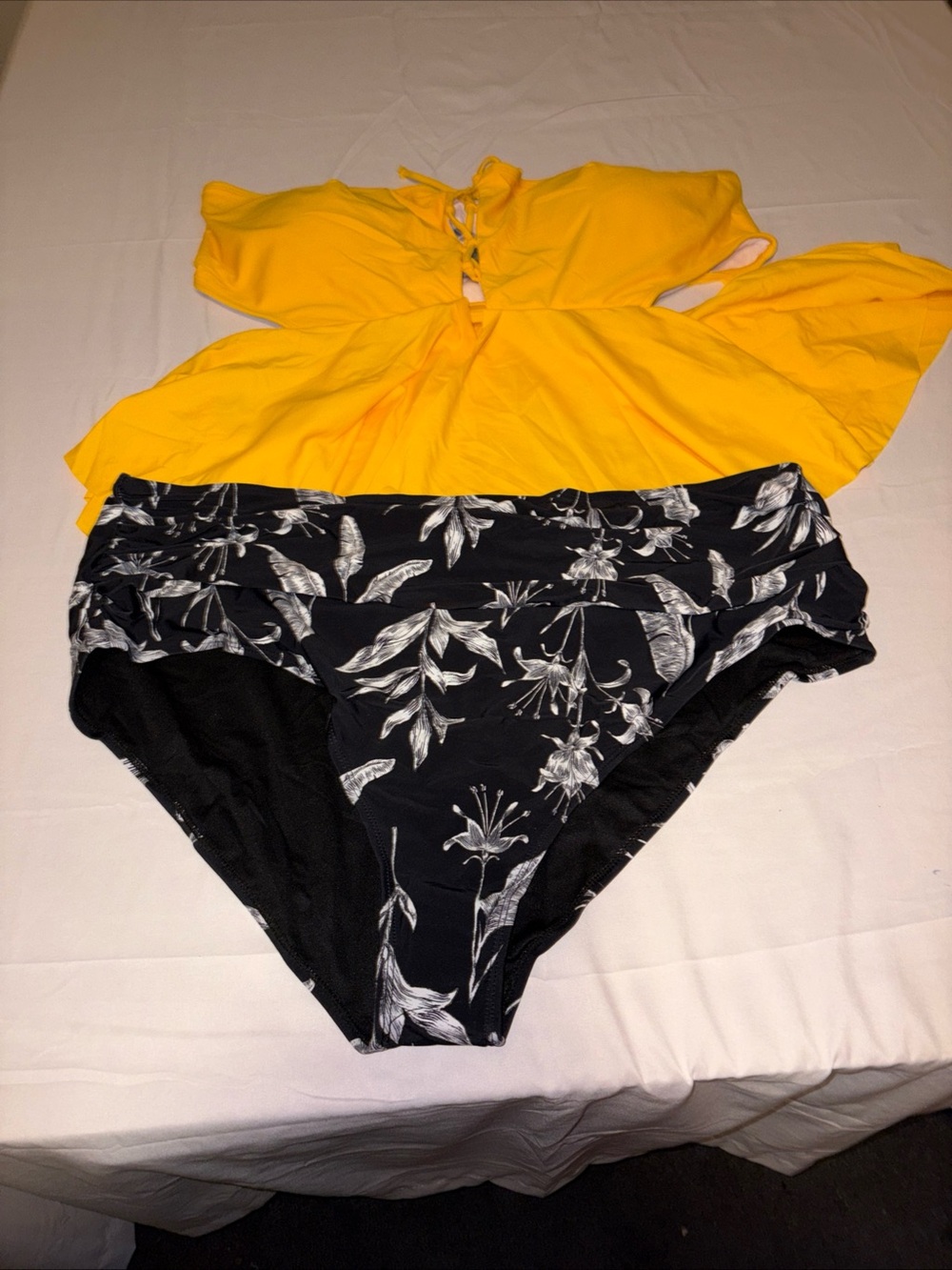 Yellow & Black Floral Women's Bikini Set